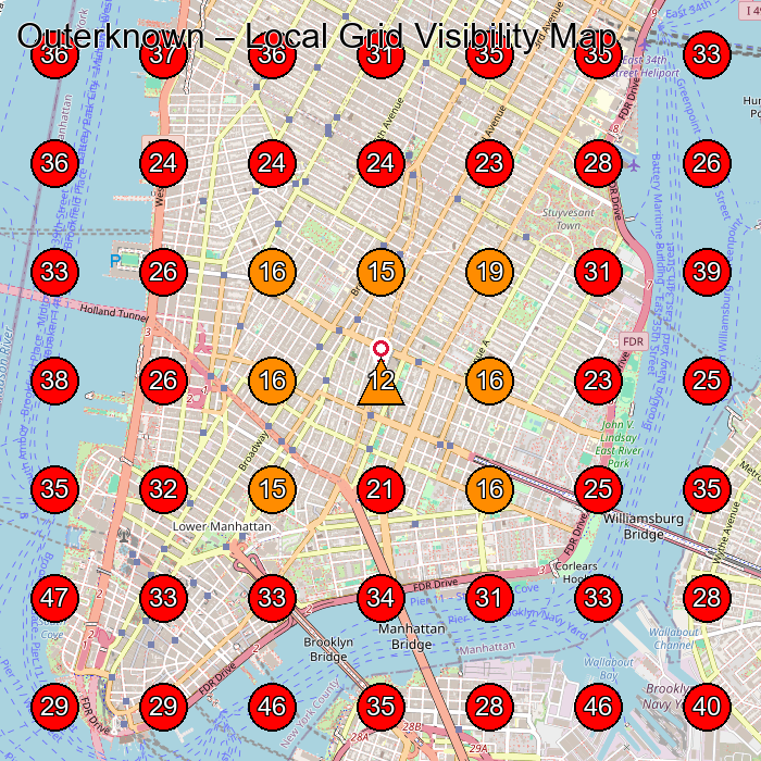 Outerknown GeoGrid visibility map for Clothing Store in New York